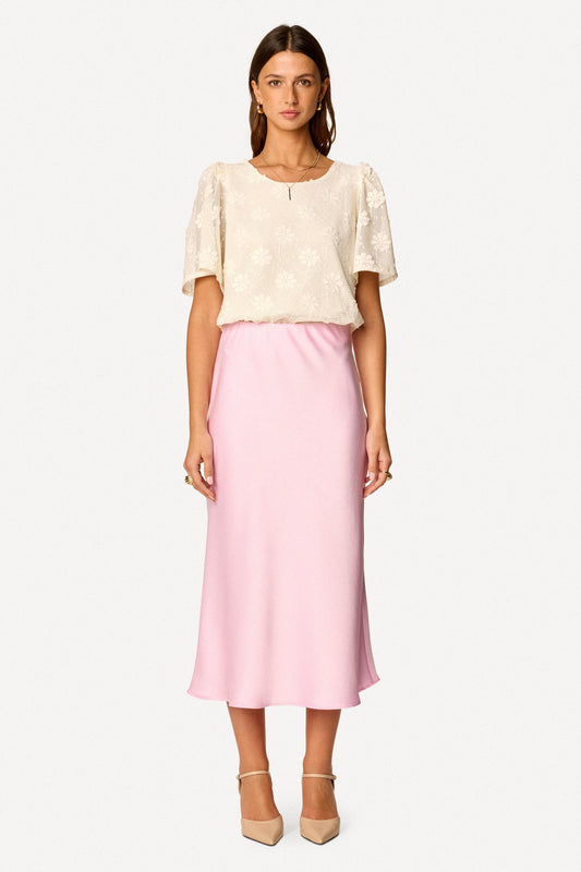 Jupe longue unie Rose - Axara Paris