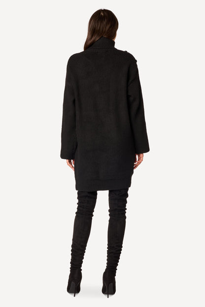Robe pull unie Noir - Axara Paris