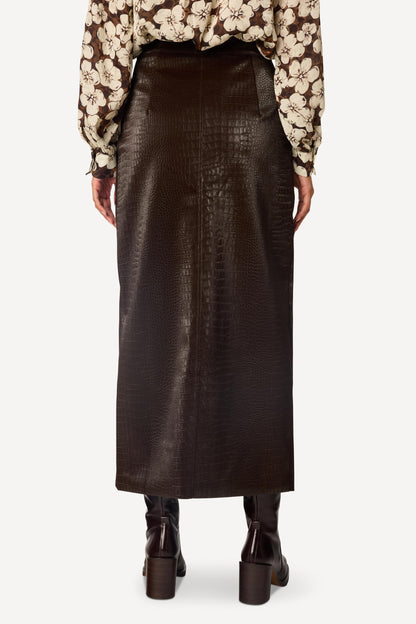Jupe longue en simili cuir Choco - Axara Paris