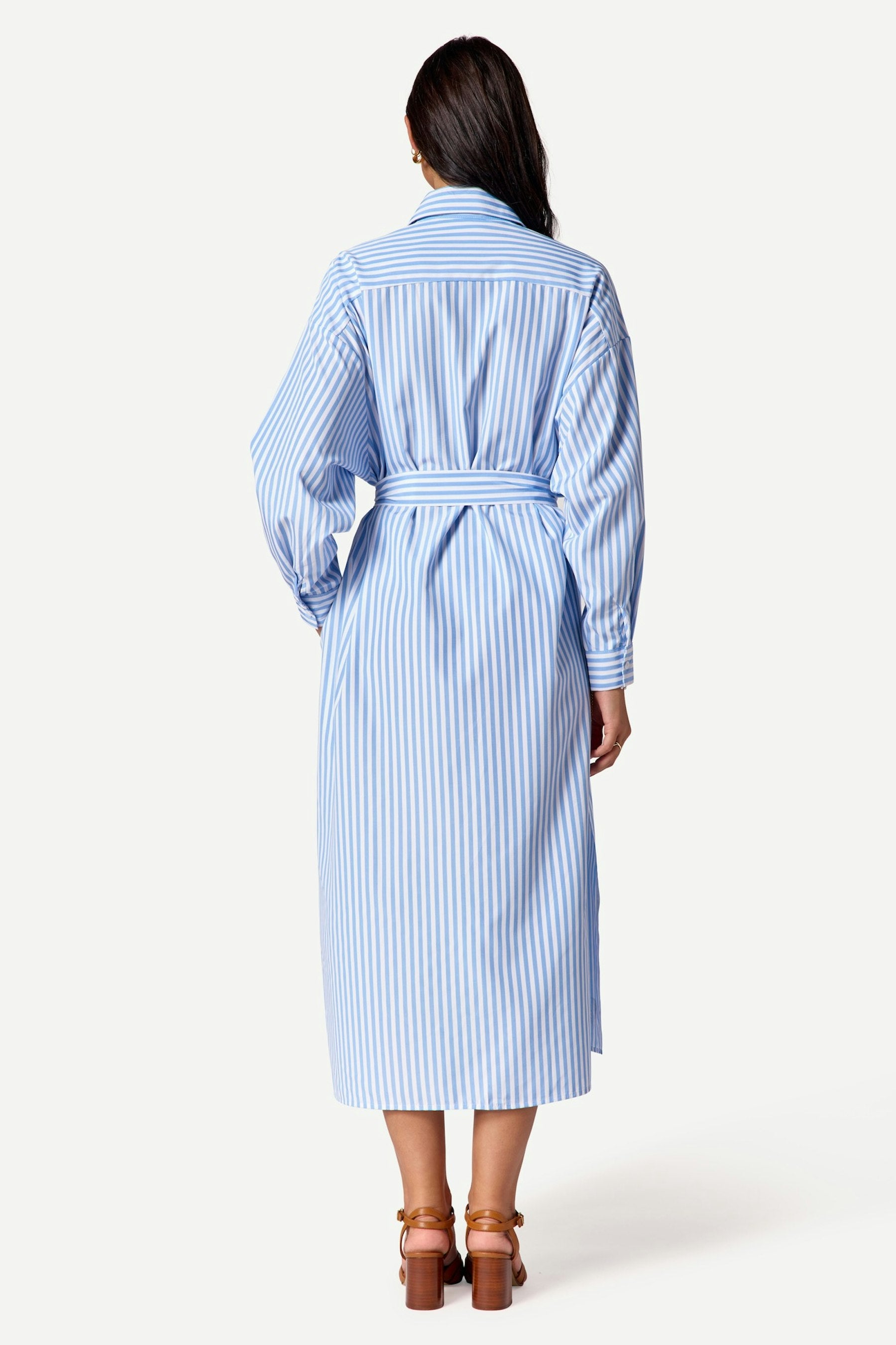 Robe longue chemise rayée Bleu - Axara Paris