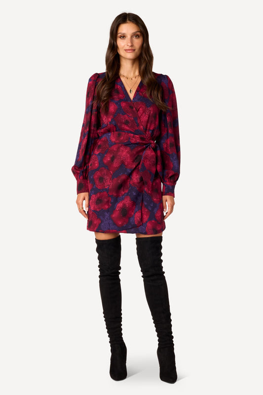 Robe courte imprimée Bordeaux - Axara Paris