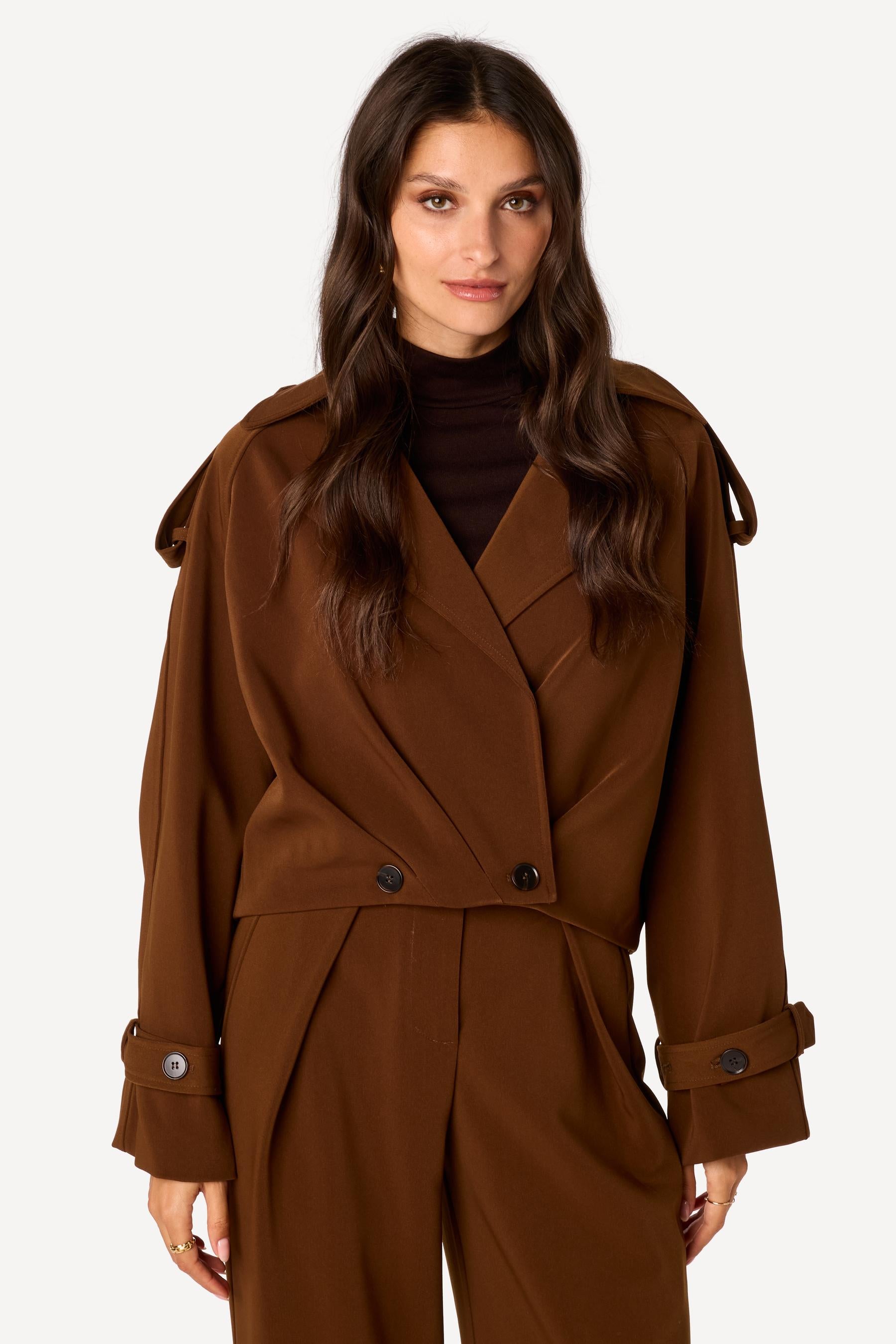 Trench-coat court Marron - Axara Paris