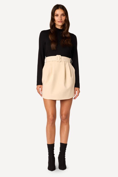 Robe courte bi-matière Noir - Axara Paris