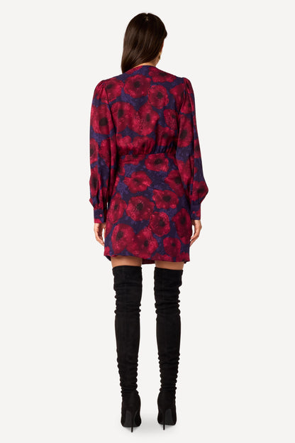 Robe courte imprimée Bordeaux - Axara Paris