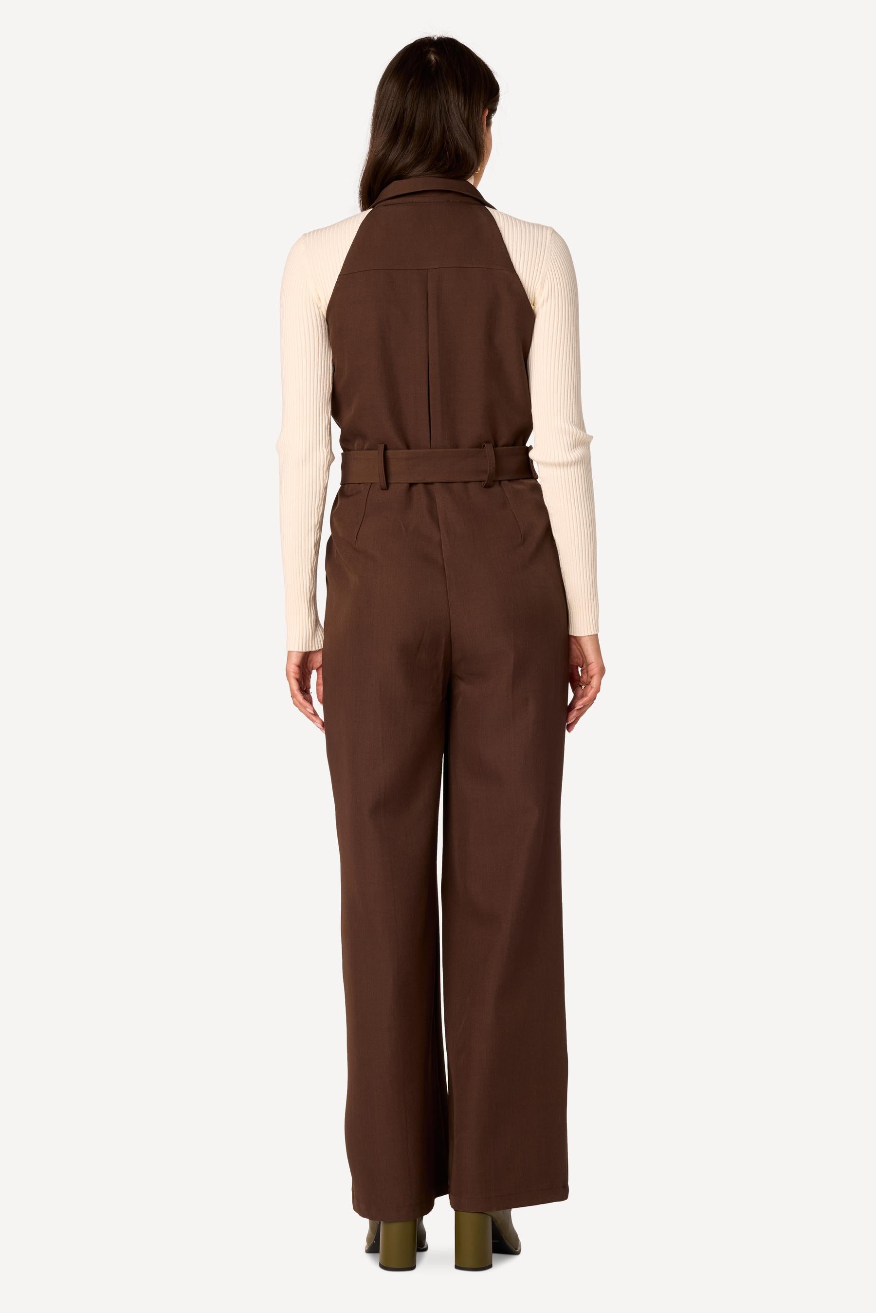 Combinaison longue unie Taupe - Axara Paris