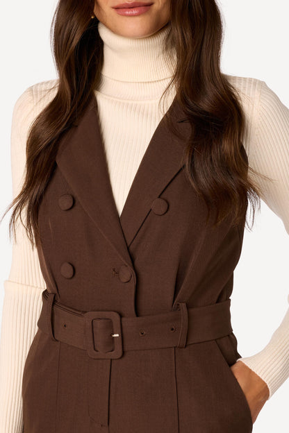 Combinaison longue unie Taupe - Axara Paris