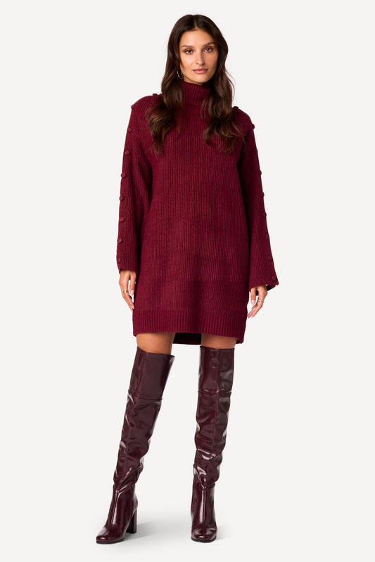Robe pull unie Bordeaux - Axara Paris