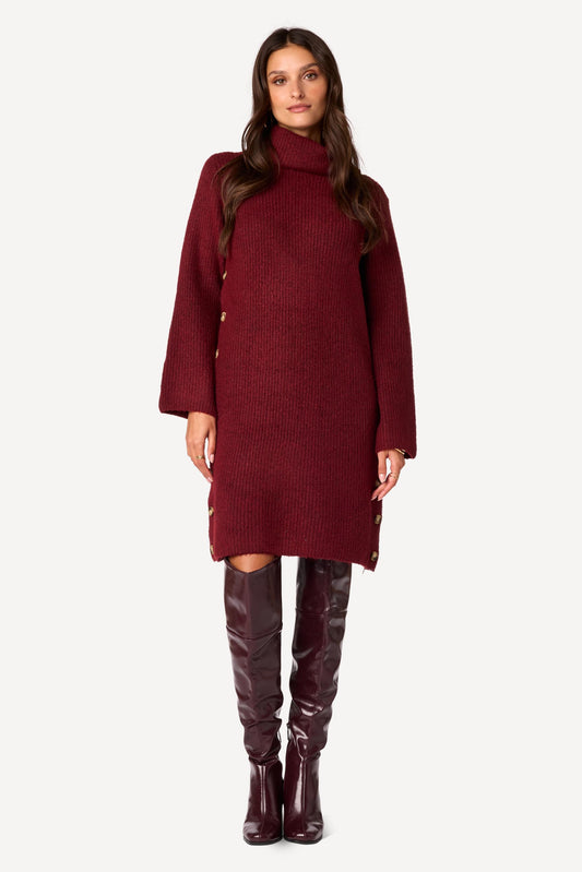 Robe pull unie Bordeaux - Axara Paris