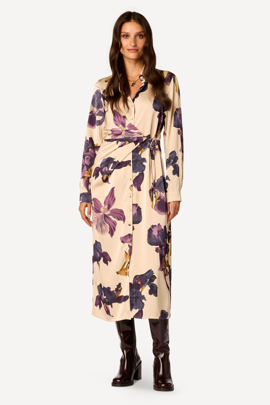 Robe longue imprimée Beige - Axara Paris