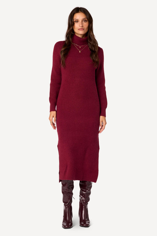 Robe pull unie Bordeaux - Axara Paris