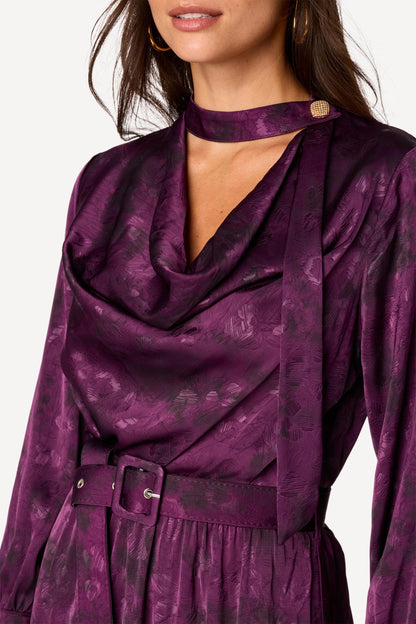 Robe longue imprimée Violet - Axara Paris