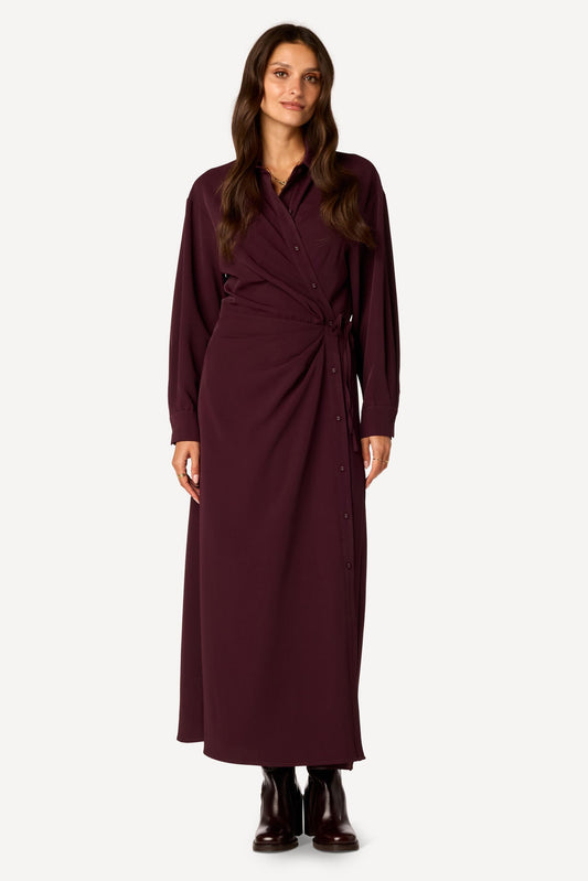 Robe longue unie Prune - Axara Paris
