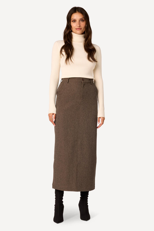 Jupe longue unie Taupe - Axara Paris