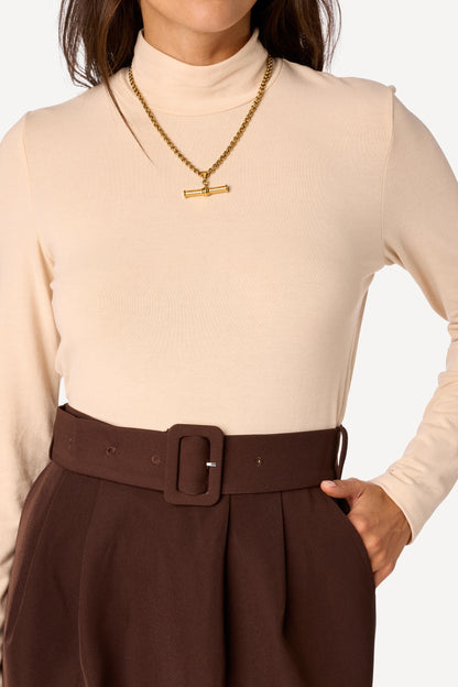 Robe courte bi-matière Beige - Axara Paris