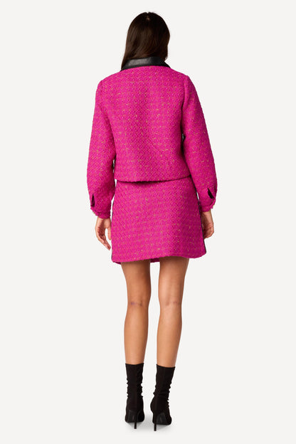 Veste courte bi-matière Fuschia - Axara Paris