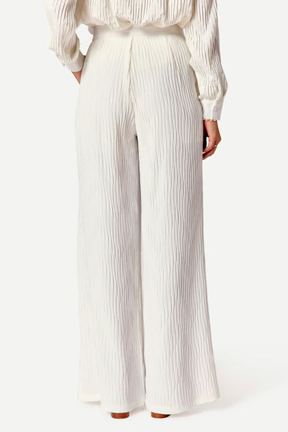 Pantalon large plissé uni Blanc - Axara Paris