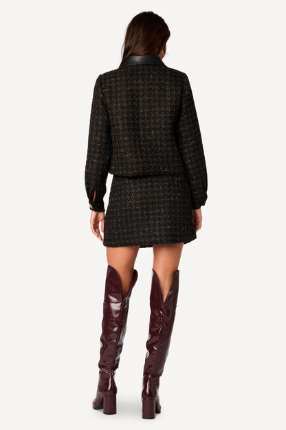 Veste courte bi-matière Noir - Axara Paris
