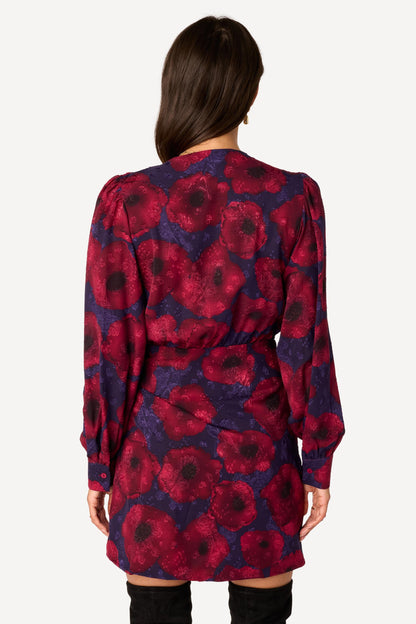 Robe courte imprimée Bordeaux - Axara Paris