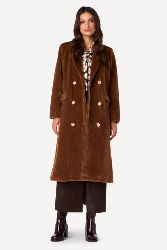 Manteau long uni Choco - Axara Paris