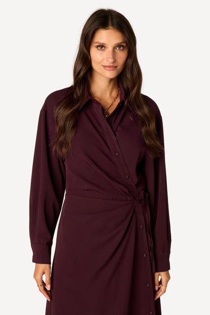 Robe longue unie Prune - Axara Paris