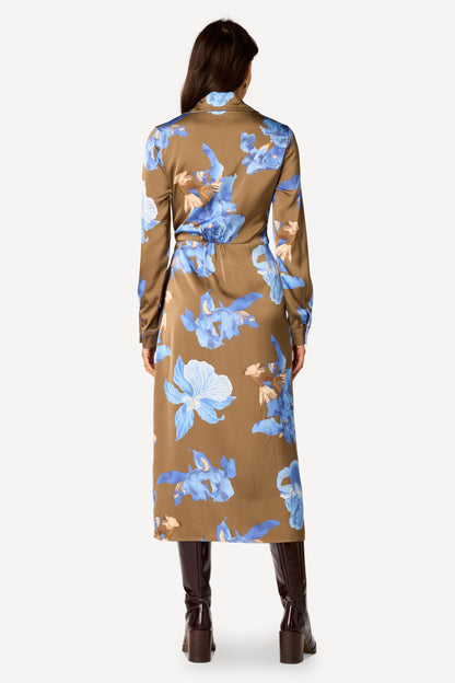 Robe longue imprimée Taupe - Axara Paris