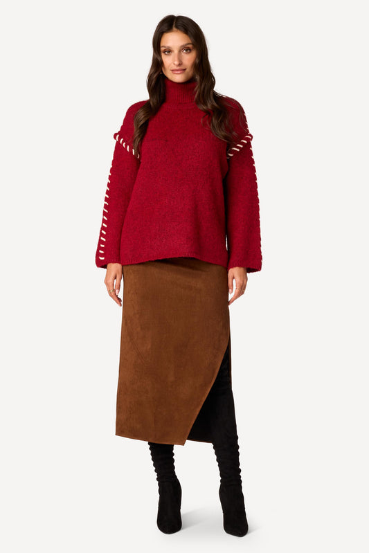 Pull avec détail  Bordeaux - Axara Paris