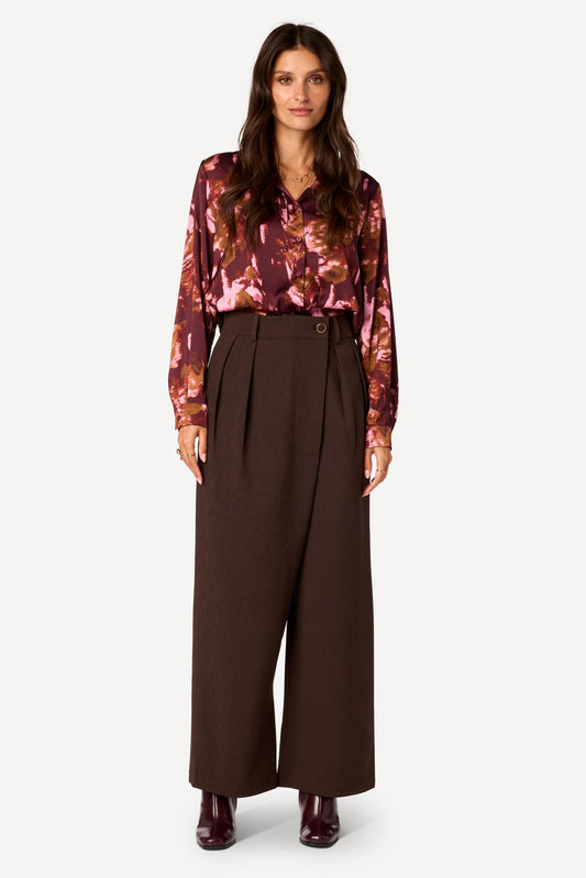 Pantalon large uni Taupe - Axara Paris
