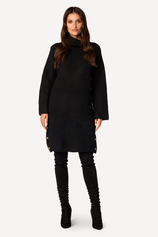 Robe pull unie Noir - Axara Paris