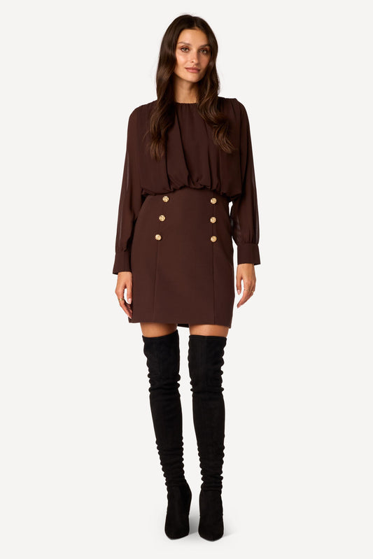 Robe courte unie Choco - Axara Paris