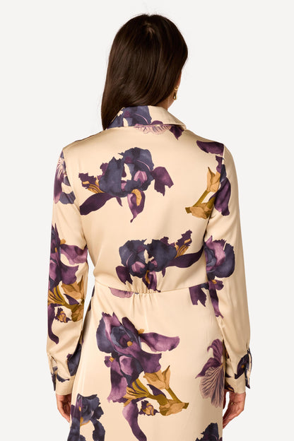 Robe longue imprimée Beige - Axara Paris