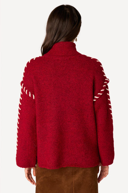 Pull avec détail  Bordeaux - Axara Paris