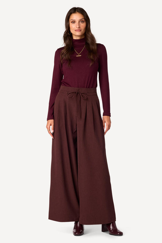 Pantalon large uni Choco - Axara Paris