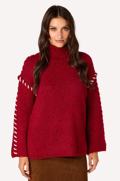 Pull avec détail  Bordeaux - Axara Paris